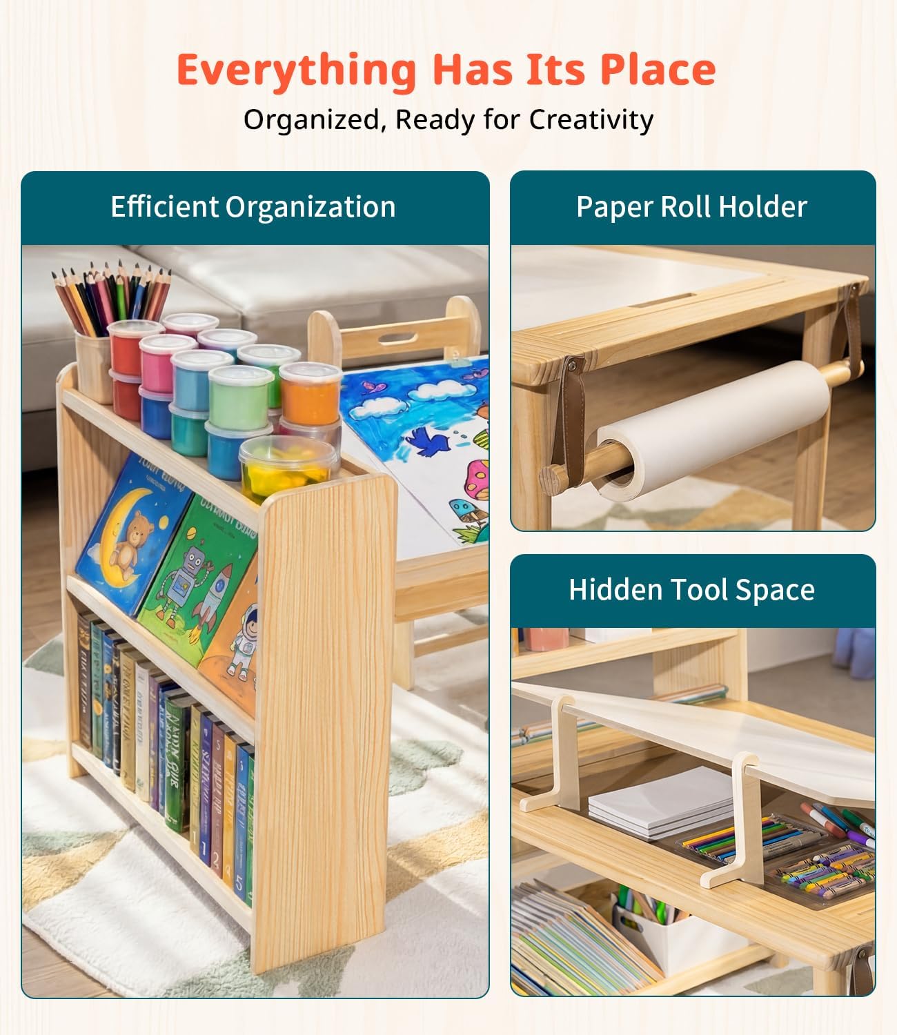 Mesa de Arte de Madera para Ni - Art Craft Toddler reseña y precio